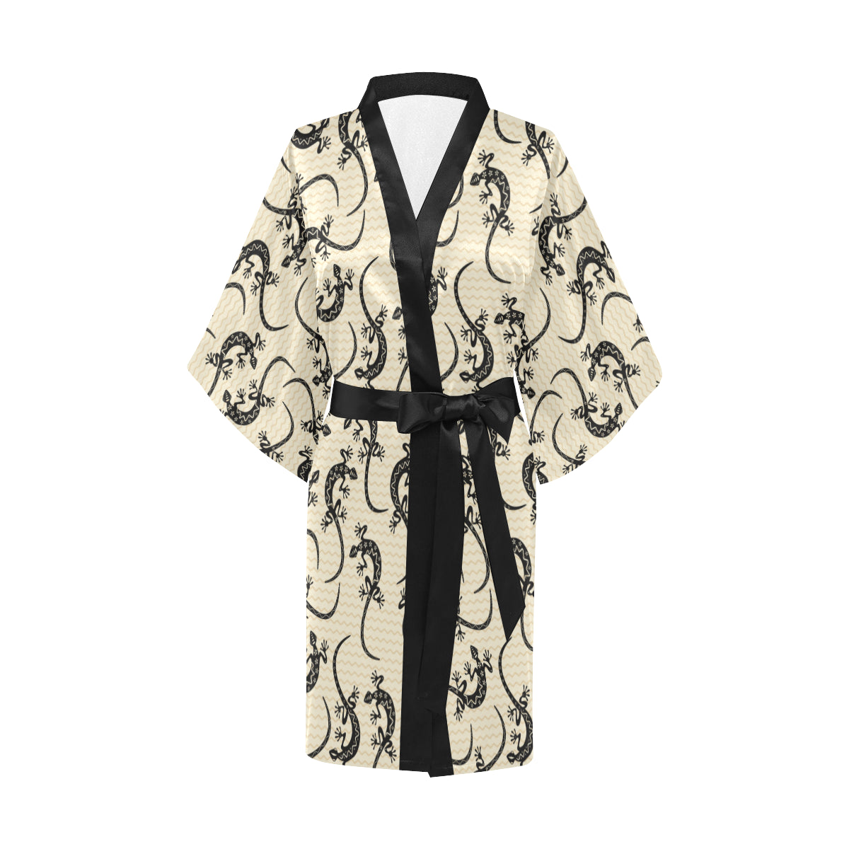 lizard Pattern Print Design 02 Women's Short Kimono