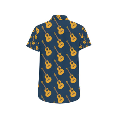 Acoustic Guitar Pattern Print Design 04 Men's Short Sleeve Button Up Shirt