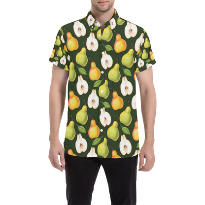 Pear Pattern Print Design PE06 Men's Short Sleeve Button Up Shirt