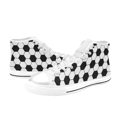 Soccer Ball Texture Print Design LKS303 High Top Women's White Shoes