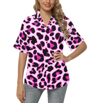 Pink Leopard Print Women's Hawaiian Shirt