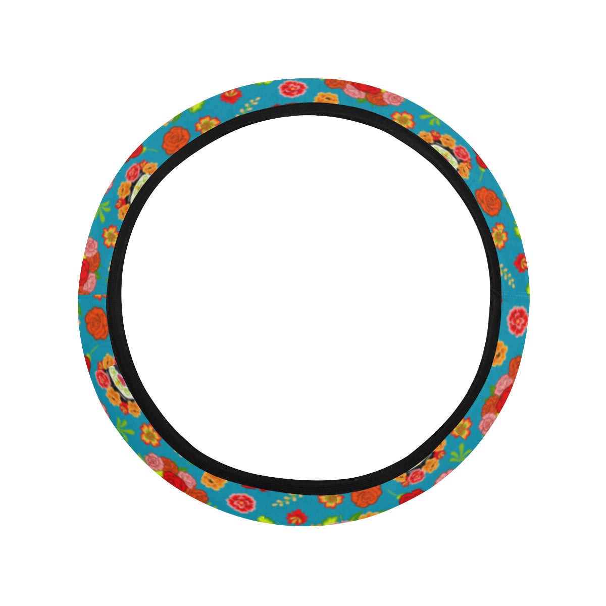 Day of the Dead Old School Girl Design Steering Wheel Cover with Elastic Edge