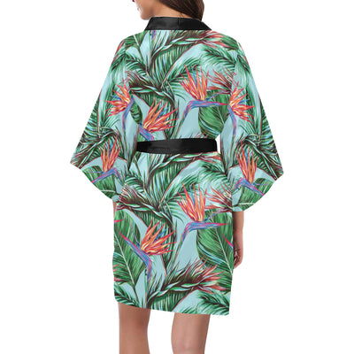 Bird Of Paradise Pattern Print Design BOP01 Women's Short Kimono