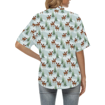 Moose Print Design LKS402 Women's Hawaiian Shirt