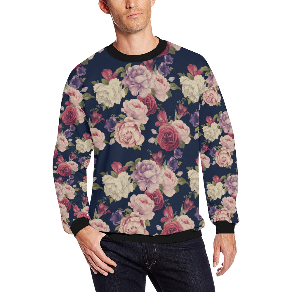 Peony Pattern Print Design PE03 Men Long Sleeve Sweatshirt