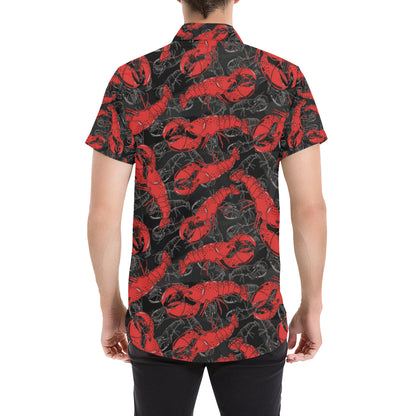 Lobster Pattern Print Design 04 Men's Short Sleeve Button Up Shirt