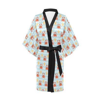 Crab Pattern Print Design 03 Women's Short Kimono