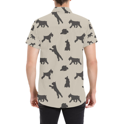 Schnauzers Pattern Print Design A06 Men's Short Sleeve Button Up Shirt