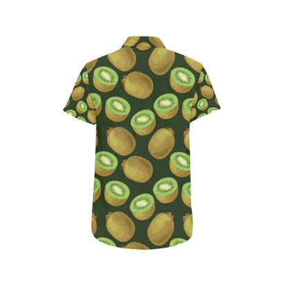 Kiwi Pattern Print Design KW04 Men's Short Sleeve Button Up Shirt