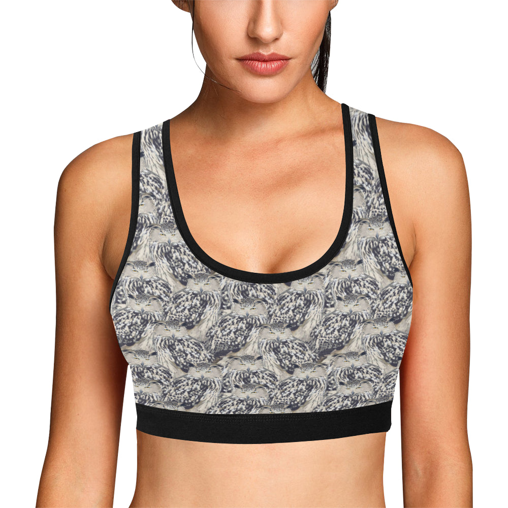 Owl Realistic Themed Design Print Sports Bra