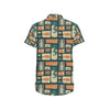 Acoustic Guitar Pattern Print Design 02 Men's Short Sleeve Button Up Shirt