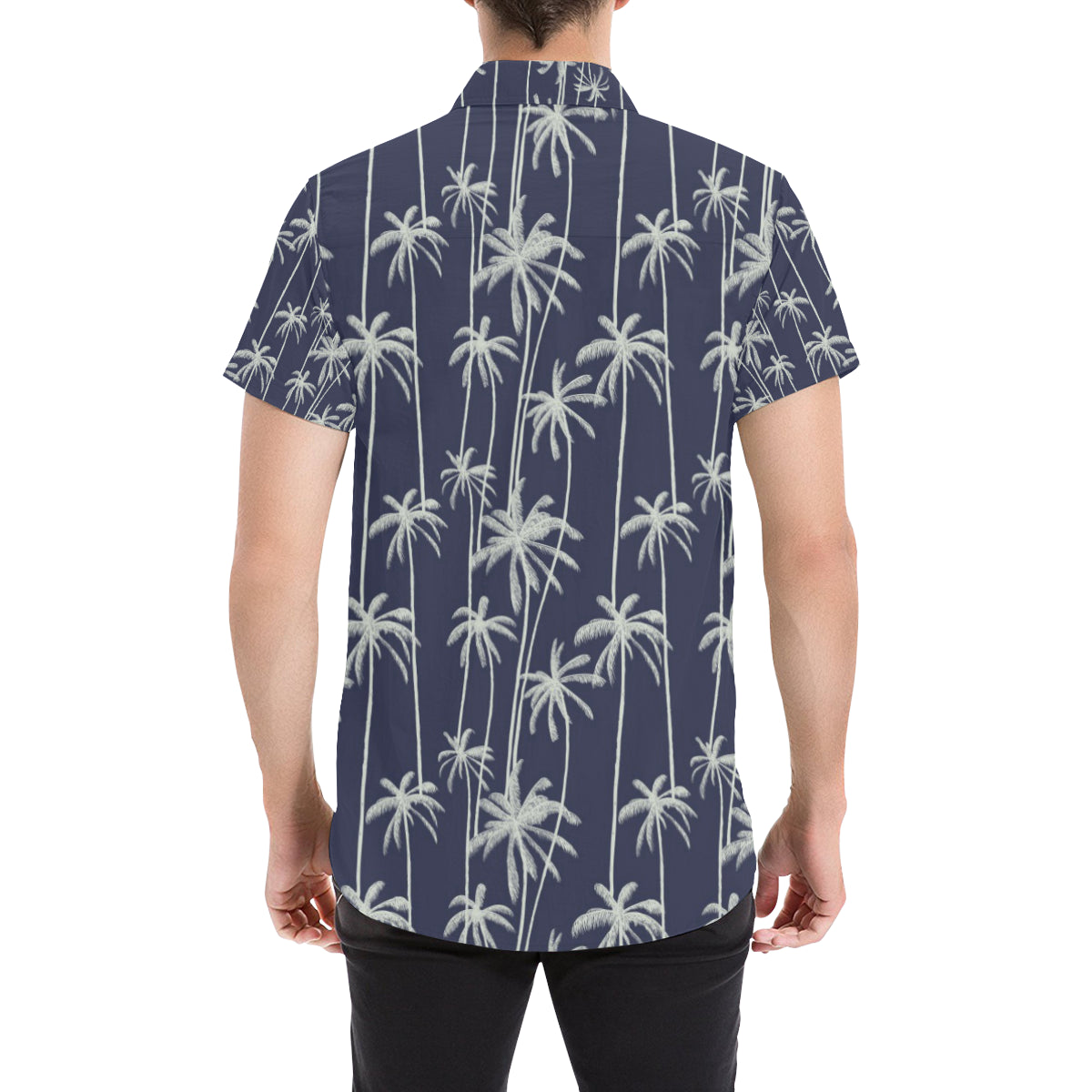 Palm Tree Pattern Print Design PT06 Men's Short Sleeve Button Up Shirt