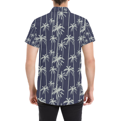 Palm Tree Pattern Print Design PT06 Men's Short Sleeve Button Up Shirt