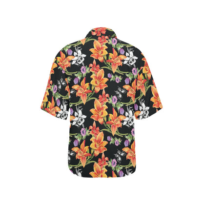 Tropical Flower Pattern Print Design TF02 Women's Hawaiian Shirt