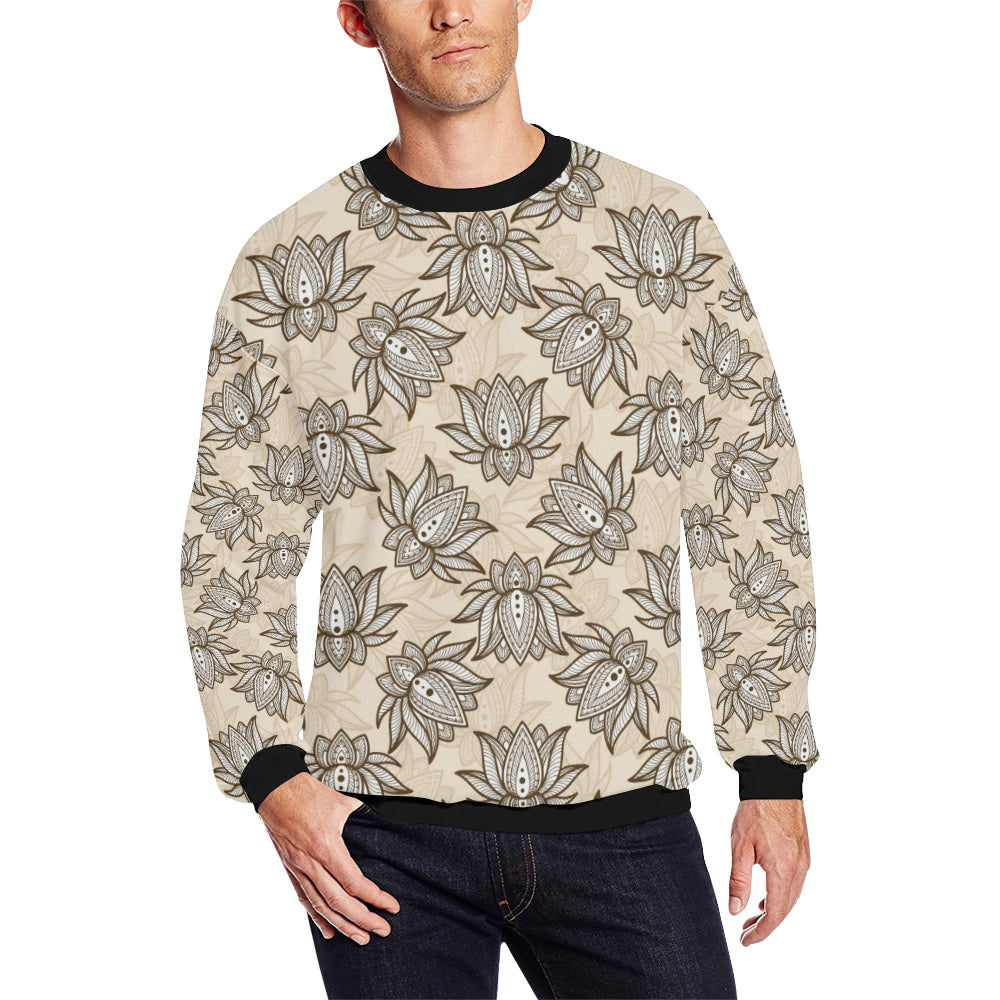 lotus Boho Pattern Print Design LO05 Men Long Sleeve Sweatshirt