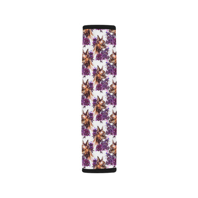 Chihuahua Purple Floral Car Seat Belt Cover