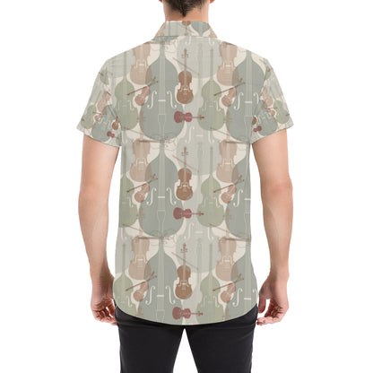 Violin Pattern Print Design 01 Men's Short Sleeve Button Up Shirt