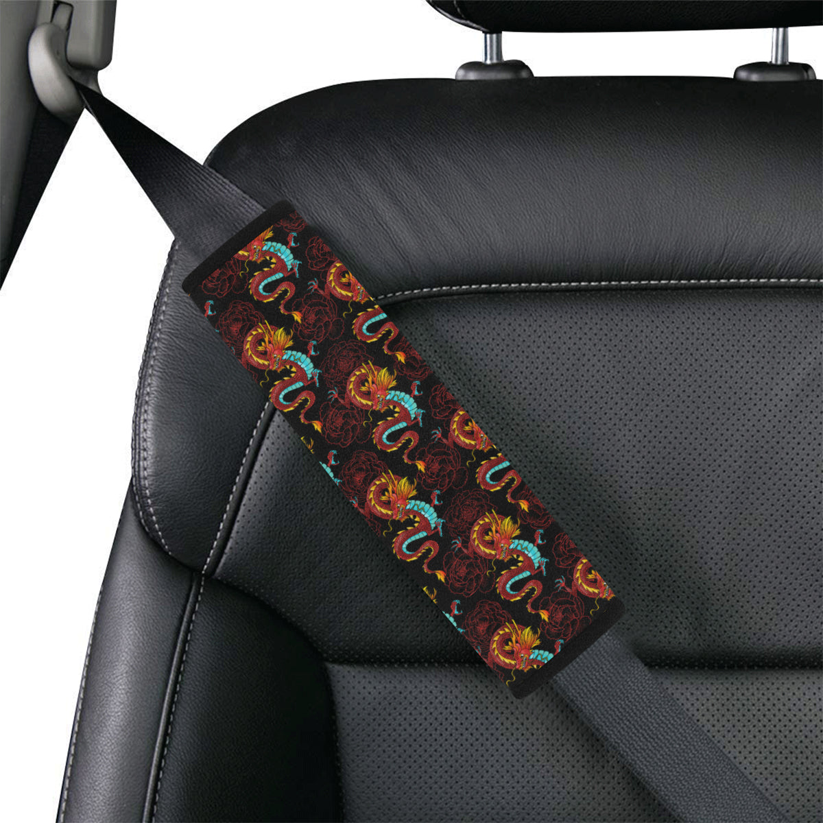 Chinese Dragons and Peonies Design Car Seat Belt Cover