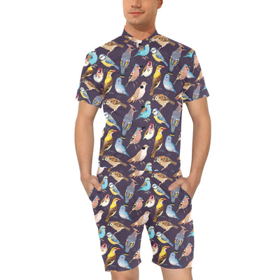 Bird Cute Print Pattern Men's Romper