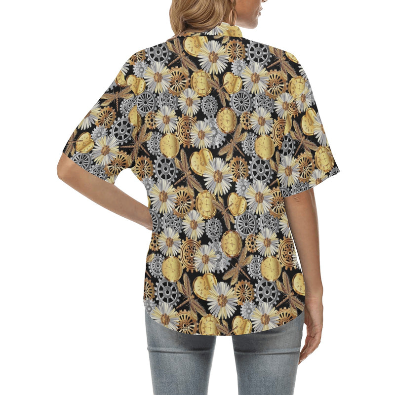 Steampunk Dragonfly Print Design LKS302 Women's Hawaiian Shirt