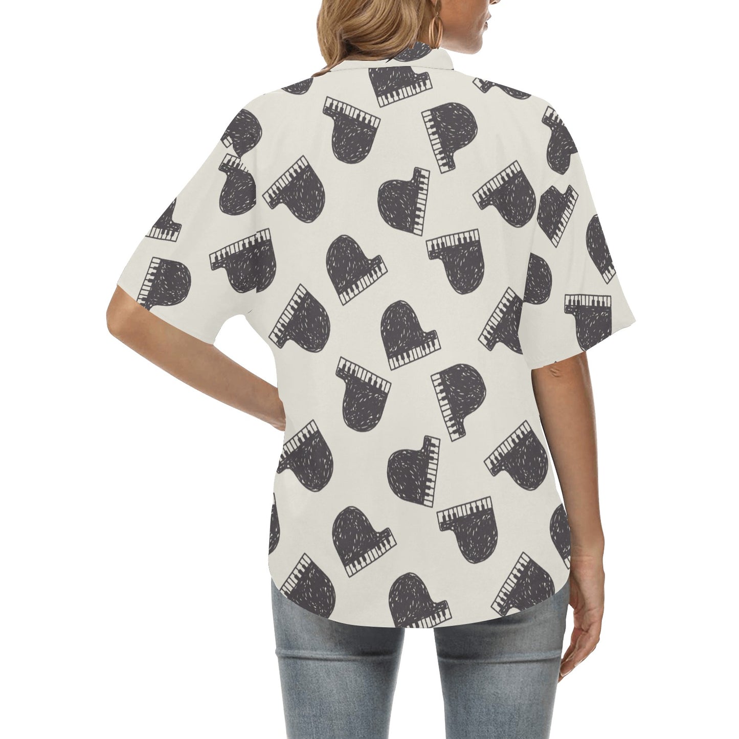 Piano Pattern Print Design 04 Women's Hawaiian Shirt