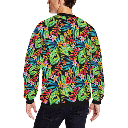 Heliconia Pattern Print Design HL09 Men Long Sleeve Sweatshirt