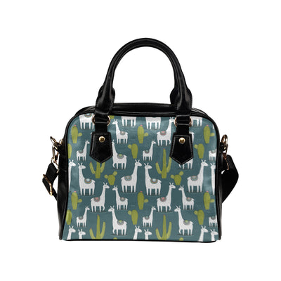 Llama Cactus Pattern Print Design 03 Shoulder Handbag