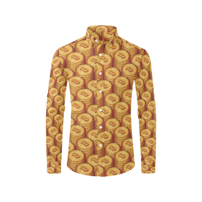 Bitcoin Pattern Print Design 02 Men's Long Sleeve Shirt