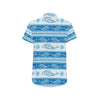 Dolphin Tribal Print Pattern Men's Short Sleeve Button Up Shirt