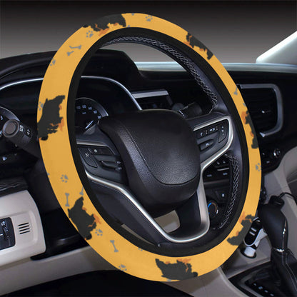 Cocker Pattern Print Design 01 Steering Wheel Cover with Elastic Edge