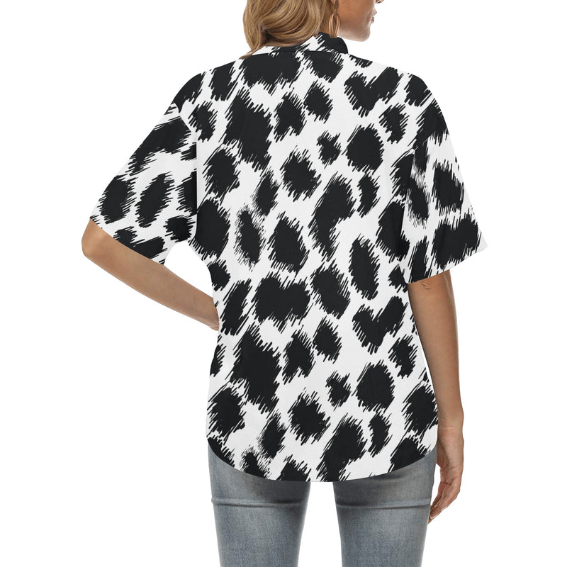 Cheetah Black Print Pattern Women's Hawaiian Shirt