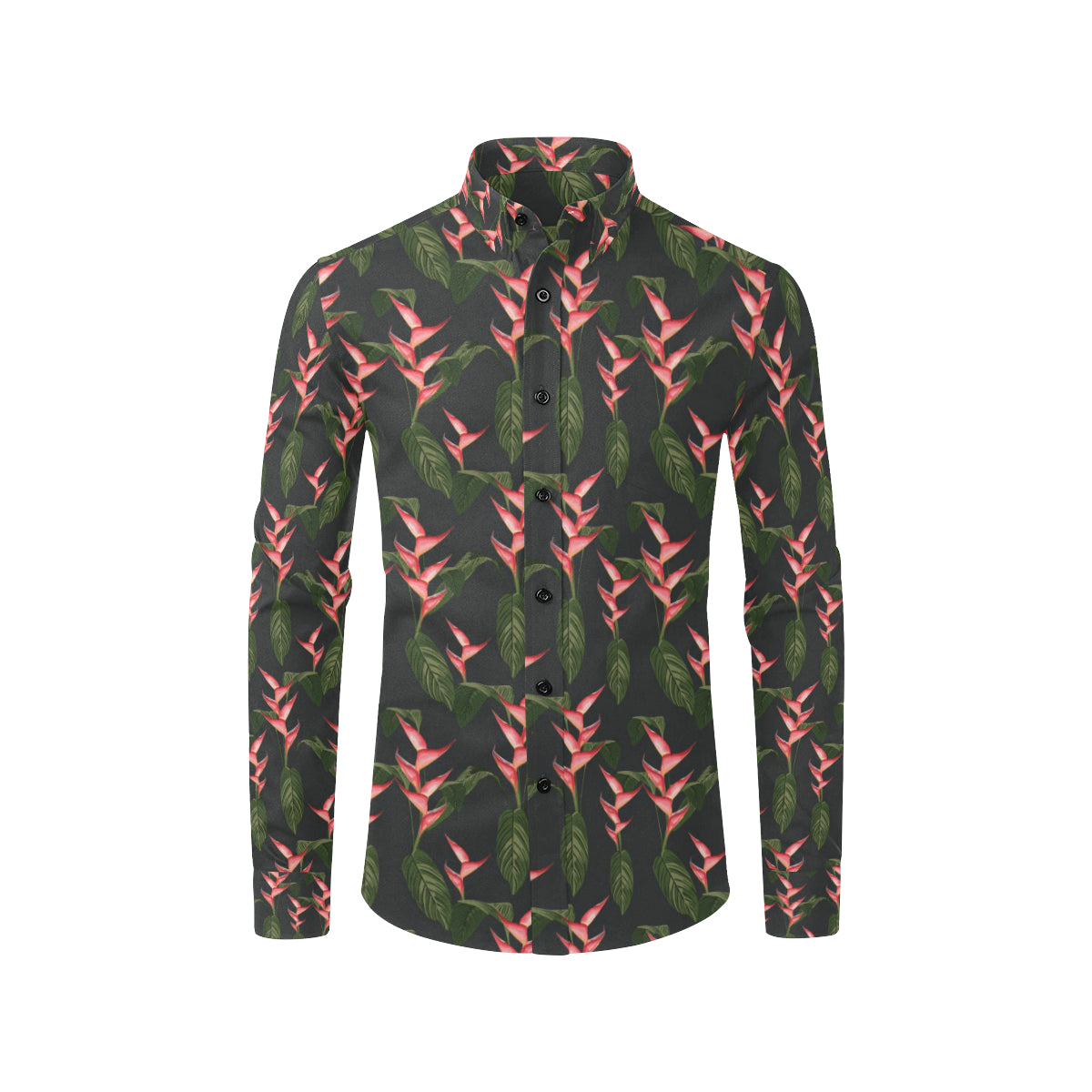 Heliconia Pattern Print Design HL07 Men's Long Sleeve Shirt
