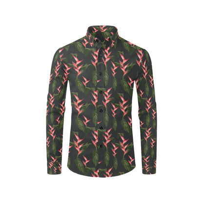 Heliconia Pattern Print Design HL07 Men's Long Sleeve Shirt