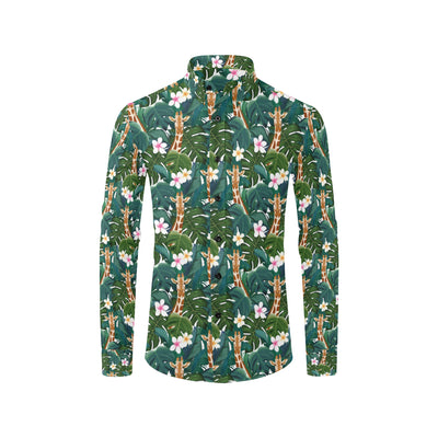 Giraffe Jungle Design Print Men's Long Sleeve Shirt