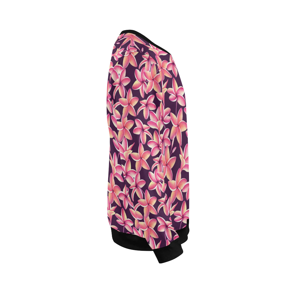 Purple Plumeria Pattern Print Design PM010 Men Long Sleeve Sweatshirt