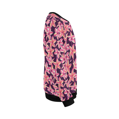 Purple Plumeria Pattern Print Design PM010 Men Long Sleeve Sweatshirt