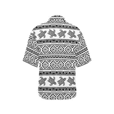 Sea Turtle Tribal Aztec Women's Hawaiian Shirt