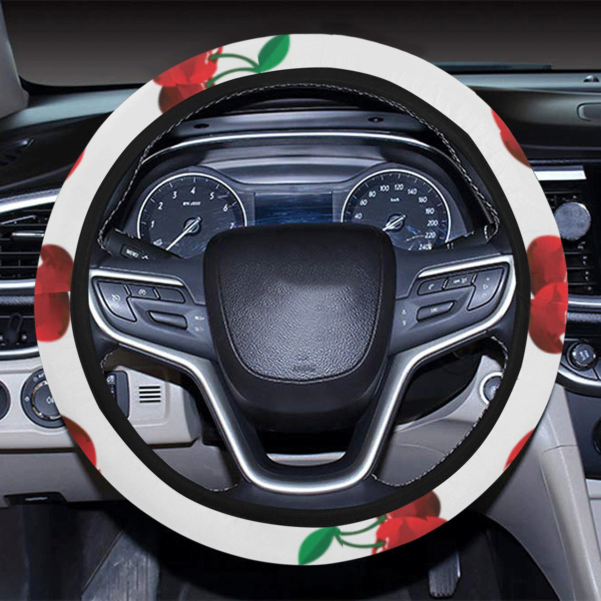 Cherry Pattern Print Design 01 Steering Wheel Cover with Elastic Edge