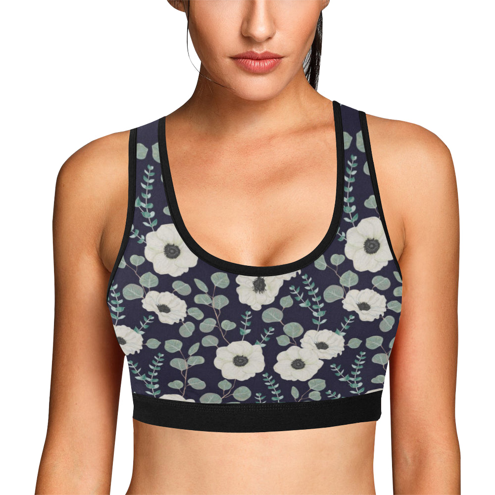 Anemone Pattern Print Design AM01 Sports Bra
