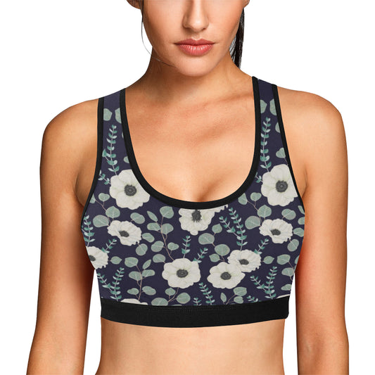 Anemone Pattern Print Design AM01 Sports Bra