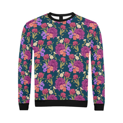 Dahlia Pattern Print Design DH01 Men Long Sleeve Sweatshirt