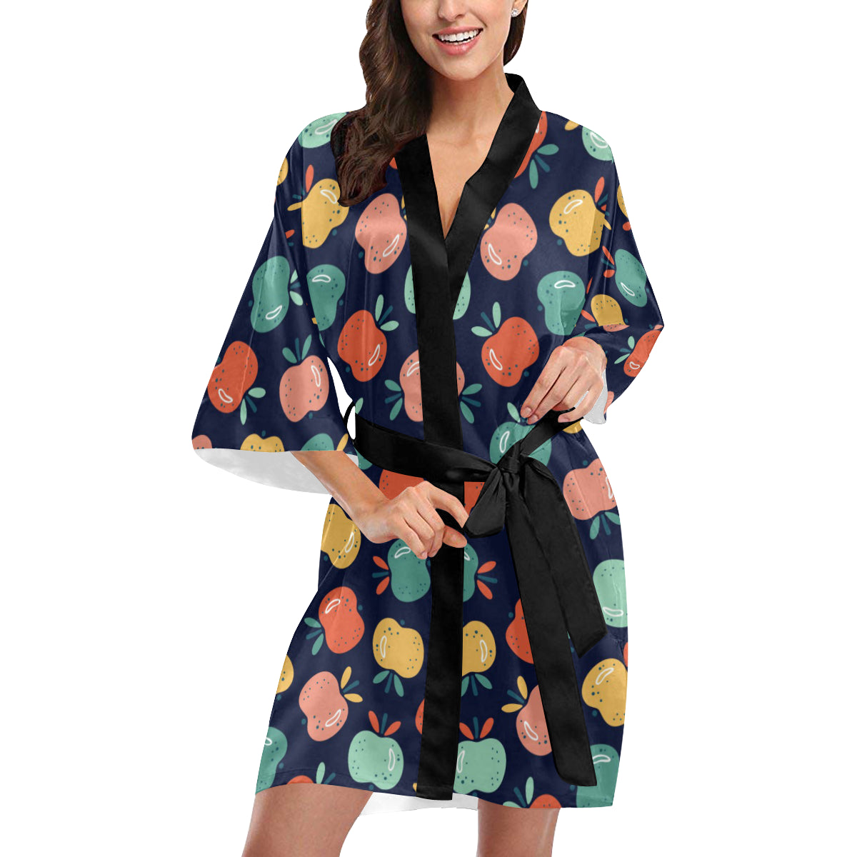 Apple Pattern Print Design AP09 Women's Short Kimono
