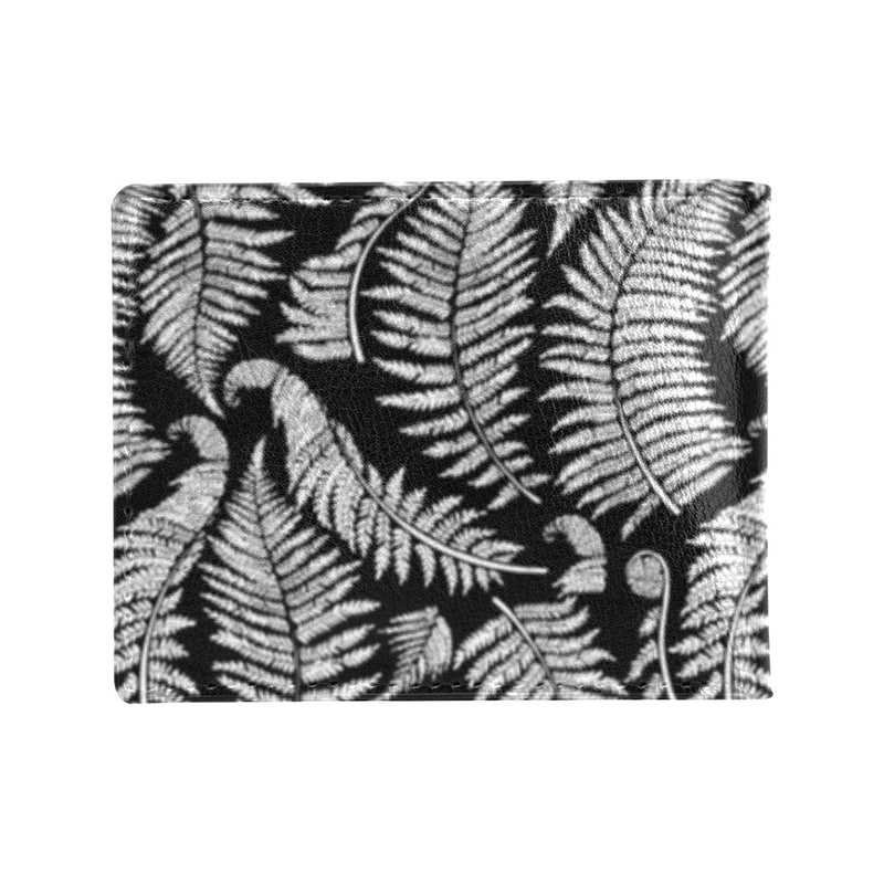 Fern Leave Black White Print Pattern Men's ID Card Wallet