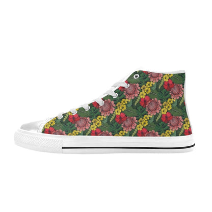 Summer Floral Print Design LKS305 High Top Women's White Shoes