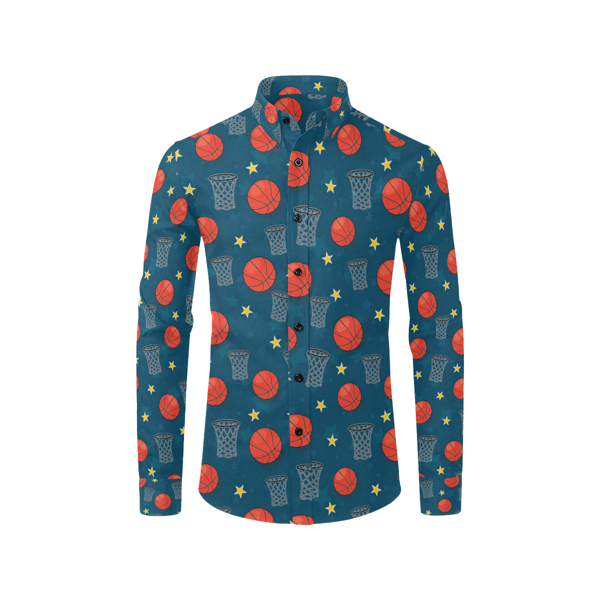 Basketball Classic Print Pattern Men's Long Sleeve Shirt