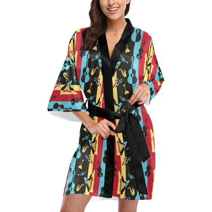 Jazz Pattern Print Design 02 Women's Short Kimono