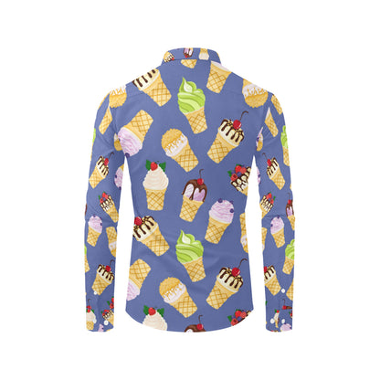 Ice Cream Pattern Print Design IC03 Men's Long Sleeve Shirt