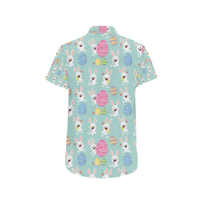 Easter Eggs Pattern Print Design RB014 Men's Short Sleeve Button Up Shirt