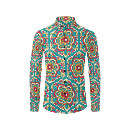Mandala Pattern Print Design 03 Men's Long Sleeve Shirt