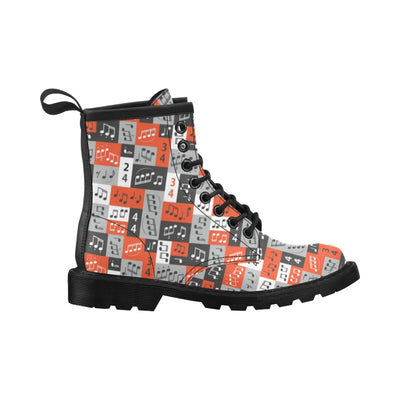 Music Note Design Themed Print Women's Boots